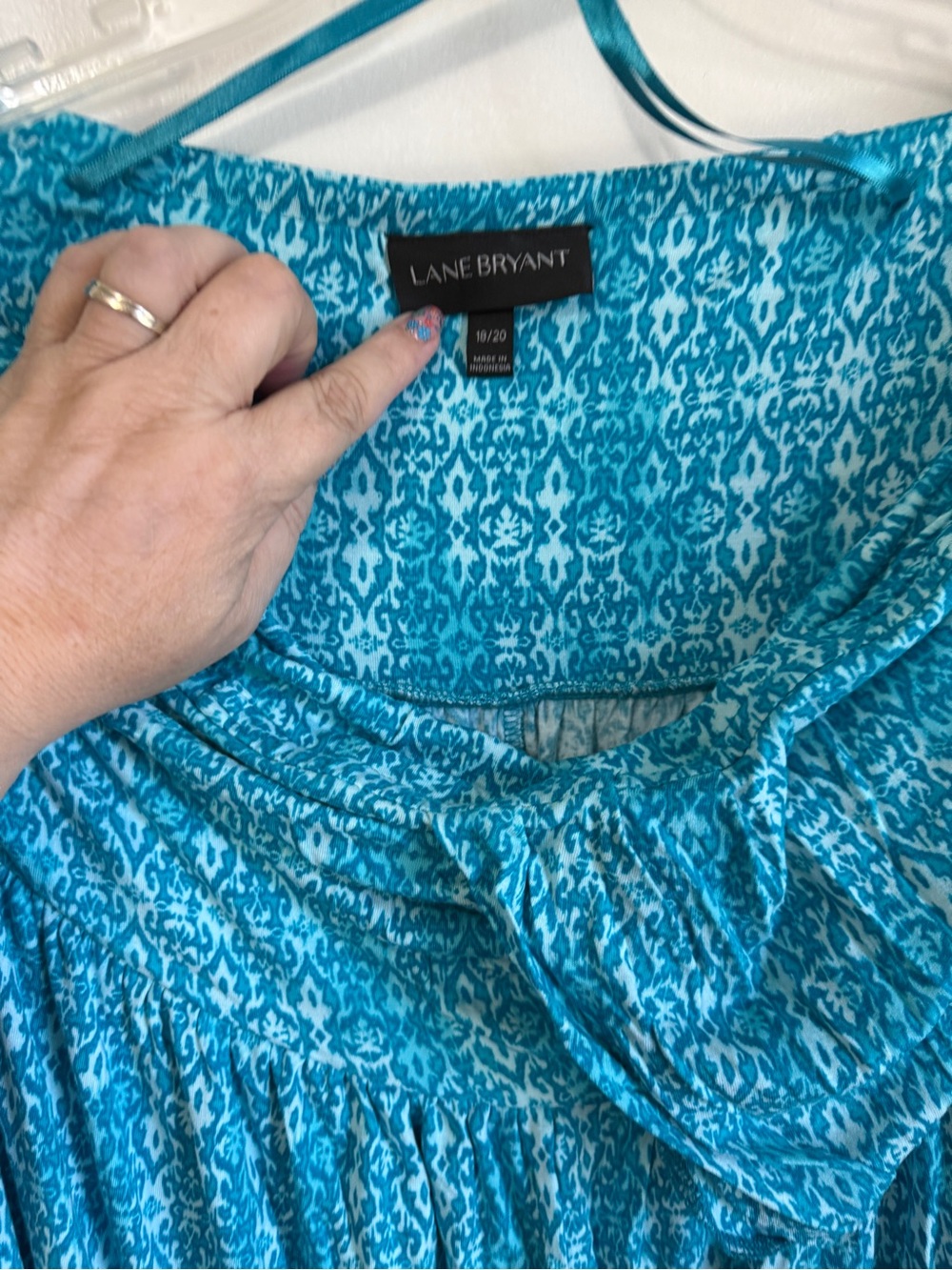 Lane Bryant Teal Blue Printed Maxi Skirt